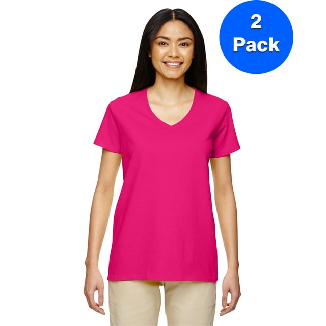 Gildan T-Shirt Col en V en Coton Épais pour Femmes - G500VL (Lot de 2)