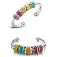 thumbnail image 4 of Enamel Fidget Rings for Anxiety for Women, Men, Open Adjustable Silver Stainless Steel Spinner Rings with Color Beads, Aesthetic Jewelry (3 Rings), 4 of 5