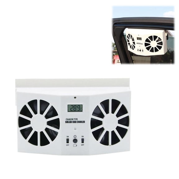 Solar Powered Car Window Exhaust Fan with Digital Temp Display, Dual-Fan Ventilation Cooler for Vehicle, Summer Heat Reduction for Cars Trucks SUVs