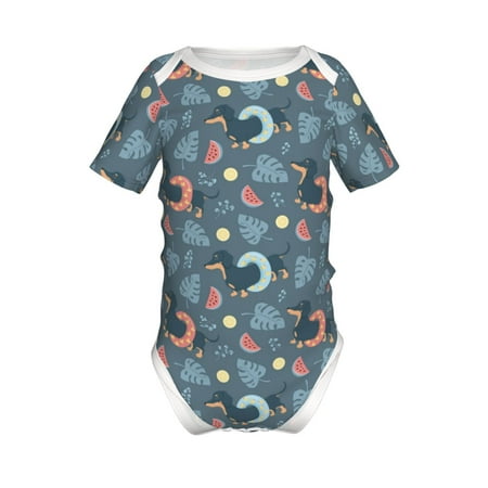 

Junzan Watermelons Dachshunds Print Short-Sleeve Baby Climbing Clothes Bodysuits for Infant One-Piece for Baby Boys & Girls Baby Clothes Baby Romper with Snap Closure-18 Months