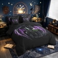 thumbnail image 2 of meiyoeat Romantic Gothic Dragon Twin Bedding for Boys, Purple Rose Floral Animal Bedding Comforter Set, Dark Plum, Black Reversible, 7pcs, 2 of 5