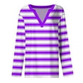 thumbnail image 4 of Topvent Women's T Shirt Tee Long Sleeve Daily Weekend Fashion Basic V Neck Stripe Printing Regular Top, 4 of 5
