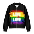 thumbnail image 4 of Xixirimido Women Bomber Jacket with Pockets Stand Collar Cropped Coat Lightweight Zip Up Jacket Streetwear for Fall Winter, LGBTQ Pride Flag, Large, 4 of 7