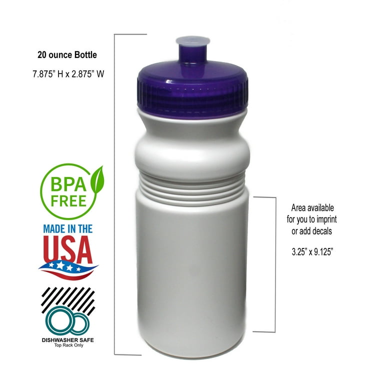 20 ounce Sport Water Bottles : BPA-Free, Made in USA, Sport Team
