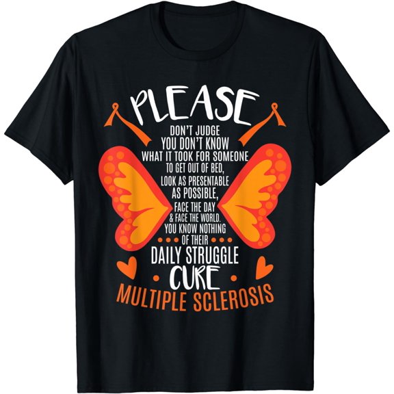 MS Orange Ribbon Multiple Sclerosis Awareness T-Shirt mens t shirt，black，women，funny，misfits，men，journey，t-shirt