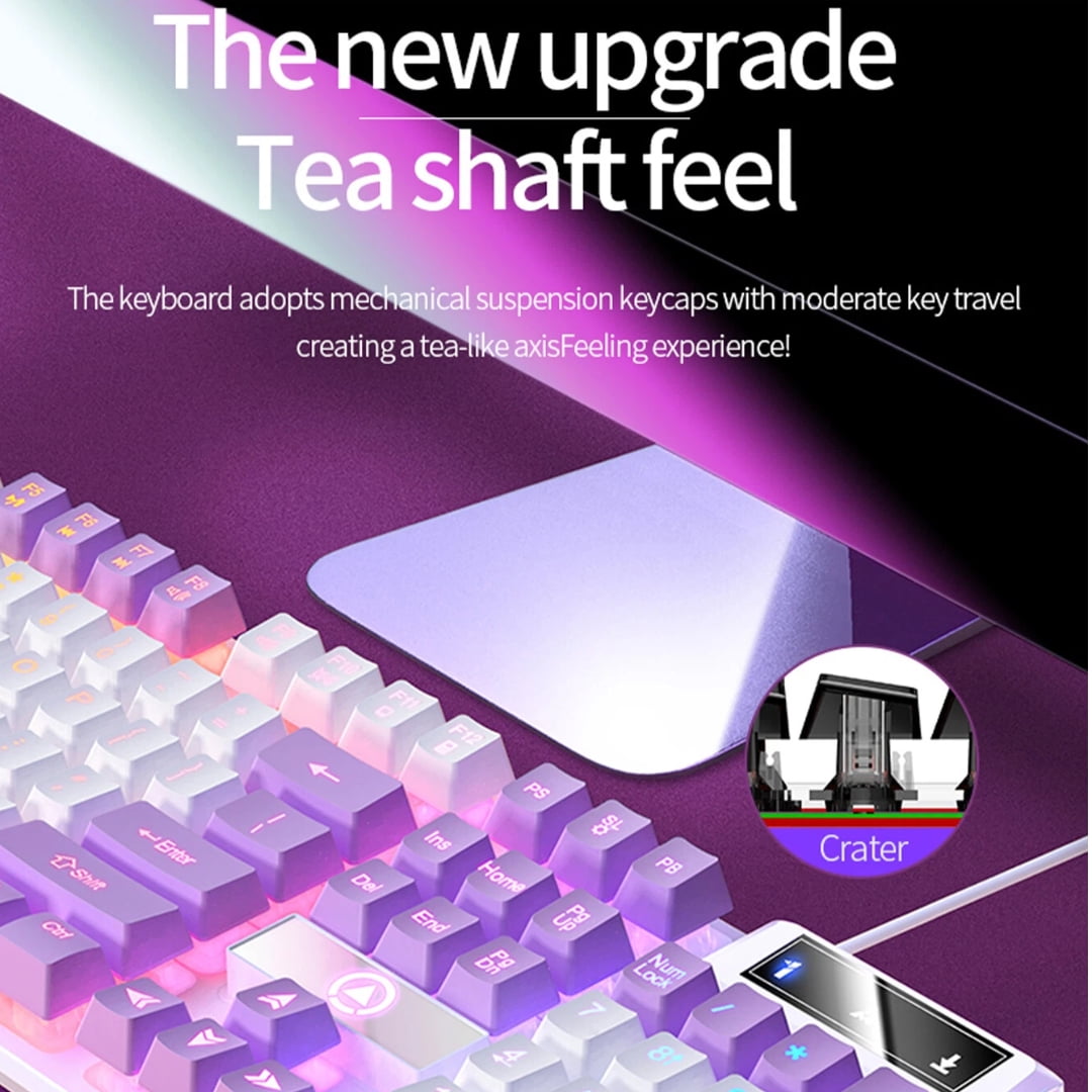 JELLOO Wired Gaming Keyboard - Color-Blocked Luminous Mechanical Feel, Thanksgiving & Christmas Gift Idea