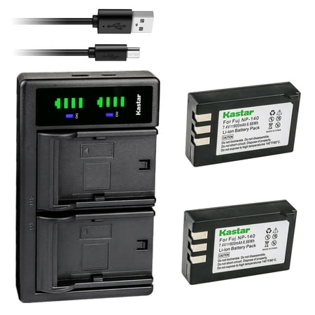 Kastar 2-Pack Battery and LTD2 USB Charger Replacement for Fujifilm NP-140 FNP-140 FNP140 Battery Fuji BC-140 BC140 Charger Fujifilm FinePix S100FS FinePix S200EXR FinePix S200FS FinePix S205EXR