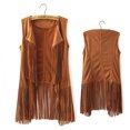 thumbnail image 3 of AYYUFE Women Autumn Fashion Suedette Sleeveless Tassel Fringed Jacket Vest Waistcoat, 3 of 5