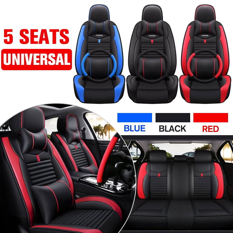 Car Seat Covers Deluxe PU Leather 5 Seats Side Airbag ...