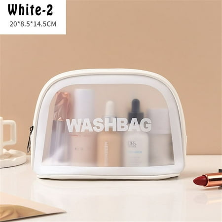 PVC Transparent Make Up Pouch Beauty Case Beautician Cosmetic Holder Clear Makeup Cases Cosmetic Bag Multifunction Bags Travel Organizer WHITE 2