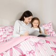 thumbnail image 4 of spefrowx Watercolor Pink Bow Twin Comforter Sets for Girls, Pink Stripe Lines Bedding Set, Pink Reversible, 2 Pieces, 1 Comforter and 1 Pillowcase, 4 of 6