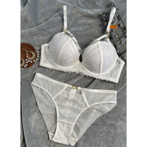 Ropa interior push-up de pecho pequeño para mujer, conjunto de sujetador sexy de encaje anticaída con colector de pecho, sujetador superior grande que revela el pecho