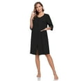 thumbnail image 2 of EA'S SECRET Women's Lightweight 100% Cotton Mid-Length Robe Zip Front Bathrobe 3/4 Sleeve Spa Kimono Robe Bridesmaid Bride Party Robes Sleepwear Bath Robes with Pockets(Black,L), 2 of 8