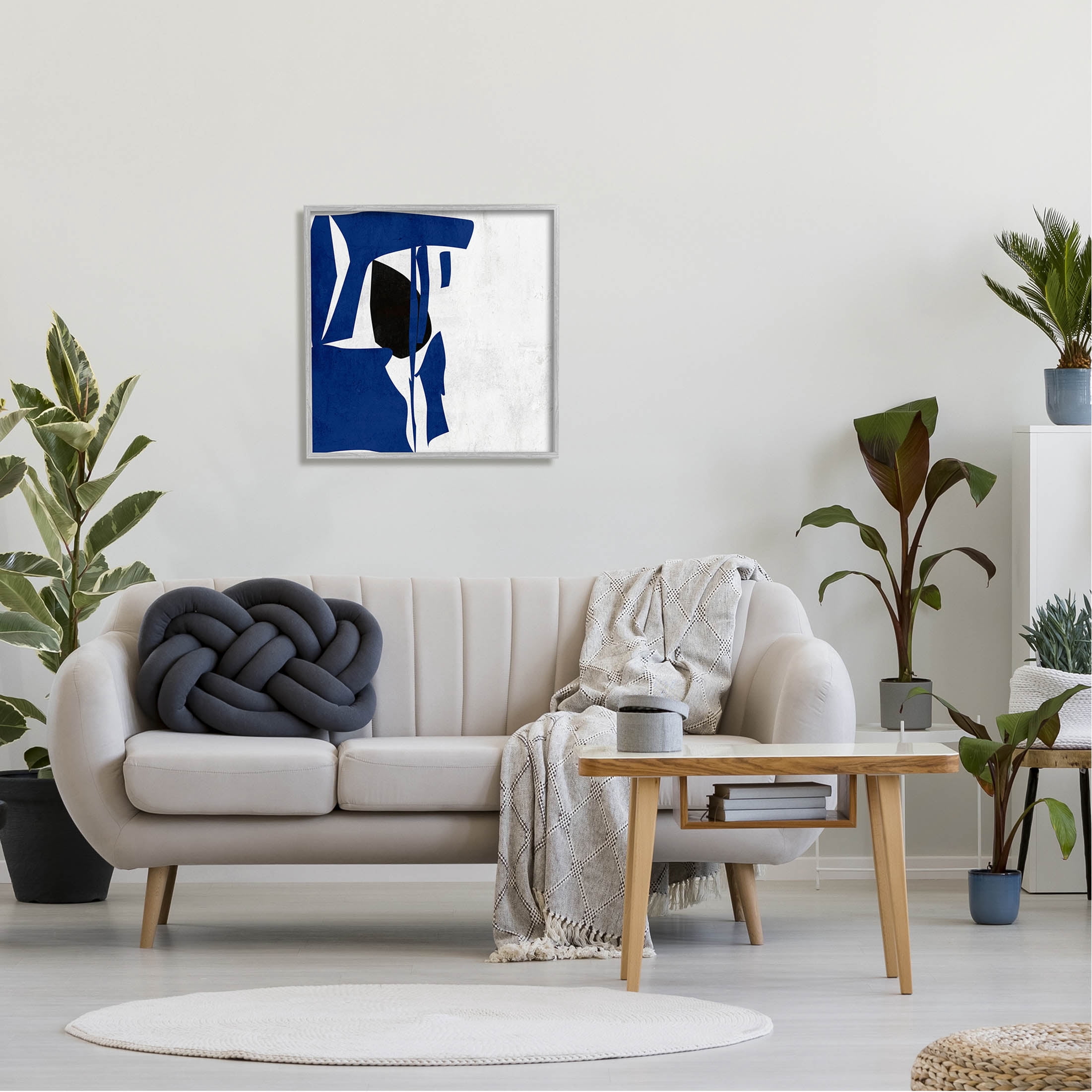 Stupell Industries Modern Blue Cutout Shapes Graphic Art Gray Framed Art Print Wall Art, Design by Melissa Wang