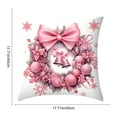 thumbnail image 3 of HCBY Modern Farmhouse Christmas Pillow Cover with Delicate Pink Wreath (Snowman, Bows, Ornaments), Stars & Snowflakes for Sofa Decor Gift idea 17.7", 3 of 6