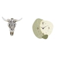 thumbnail image 1 of Escultura de pared de calavera,Estatua de resina con cabeza de vaca para decoración de pared y hogar,Reloj de pared,Reloj de pared silencioso Reloj de pared nórdico Decoración del, 1 of 8