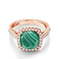 thumbnail image 2 of Gem Stone King 3.50 Ct Green Malachite White Created Sapphire 18K Rose Gold Plated Silver Ring, 2 of 6