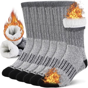 NevEND Men's Merino Wool Thermal Crew Socks, 3-Pair