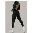 thumbnail image 5 of PISONIC Womens Long Sleeve Workout Jumpsuit Contouring Seams Backless Full Length Catsuit One Piece Bodysuit Yoga Rompers, 5 of 13