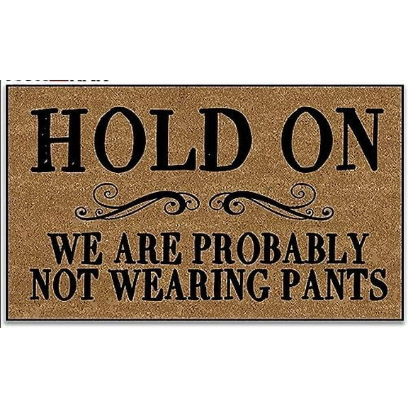 Door Mat Hold On We are Probably Not Wearing Pants Welcome Mats for Front Door Outdoor Funny Non Slip Entryway Home Decor Indoor Doormat 16x24 Inch.