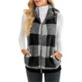 thumbnail image 4 of UKAP Women Sleeveless Fleece Vest with Pockets Fuzzy Sherpa Vest Fluffy Zipper Jacket Warm Outerwear Grey XL, 4 of 5