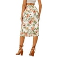 thumbnail image 3 of INSPIRE CHIC Women's Floral Chiffon High Waist Midi Pencil Skirt S White, 3 of 5