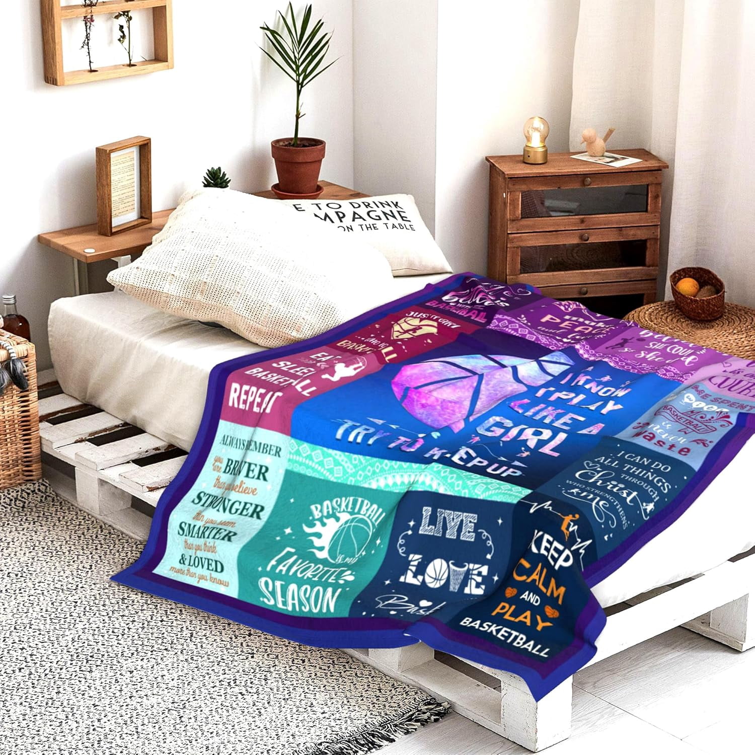 Basketball Gifts Blanket for Girls Women Ultra Soft Flannel Basketball Throw Blanket Merch Sport Basketball Gifts for Basketball Team Lovers Stuff 80"x60"