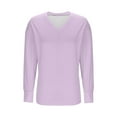 thumbnail image 2 of Annhoo Plus Size Sweatshirts for Women Side Split Solid Color V-Neck Long Sleeve Pullover Loose Casual Comfy Tunic Tops, 2 of 4