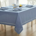 thumbnail image 5 of Newbridge Provence Lattice Cutwork Solid Color Textured Fabric Tablecloth, 60 x 120 Inch Rectangle, Wedgewood Blue, 5 of 9
