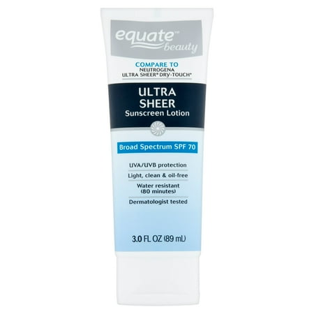 Equate Beauty Ultra Sheer Sunscreen Lotion, SPF 70, 3 Fl. Oz.
