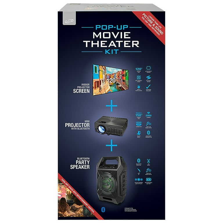 iLive Portable Mini HD Projector Bundle with Bluetooth