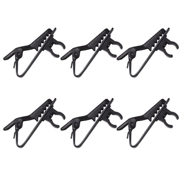 10 pinzas universales para micrófono de solapa, mini pinzas de hierro (negras)