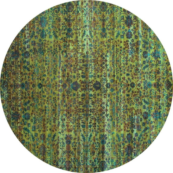 Ahgly Company Indoor Round Persian Turquoise Blue Traditional Area Rugs, 6' Round