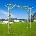 thumbnail image 3 of White Garden Trellis Supersize Flattop Garden Arch for Wedding,141.7" L x 106" H Garden Arch Arbor Trellis for Climbing Plants Outdoor,Galvanized Steel Pipe Coated with Plastic, 3 of 16
