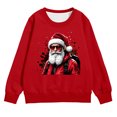 thumbnail image 1 of PMVFHDE Chandail à Capuchon et Chandails en Molleton pour Filles Imprimé Manches Longues Col Rond avec Poche Chandail Confortable Doux Décontracté pour Enfants Saison des Fêtes Rouge, 5-6 Ans, 1 of 4