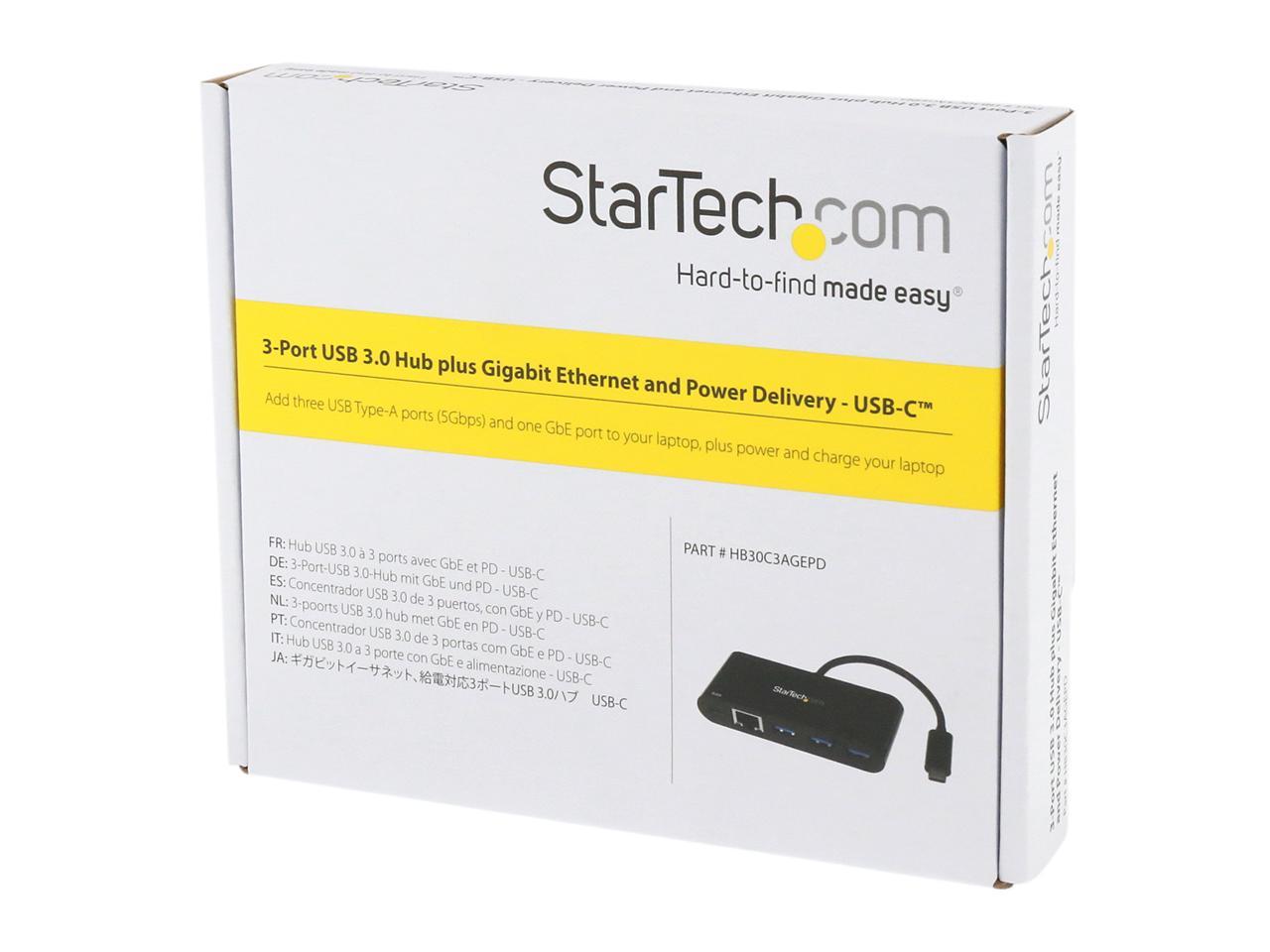 StarTech HB30C3AGEPD 3 Port USB C Hub w/ GbE & PD 2.0 - USB-C to 2 x USB-A - USB 3.0 Hub - USB Port Expander - USB Port Hub w/ GbE & Power Delivery - image 5 of 5