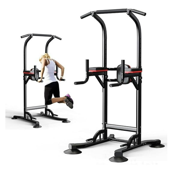 Pull Up Bar Station, Adjustable Multifunction Power Tower Dip Bar Station Home Gym Strength Training Workout Equipment for Pull-up Push-up Dips (Black-Classic).