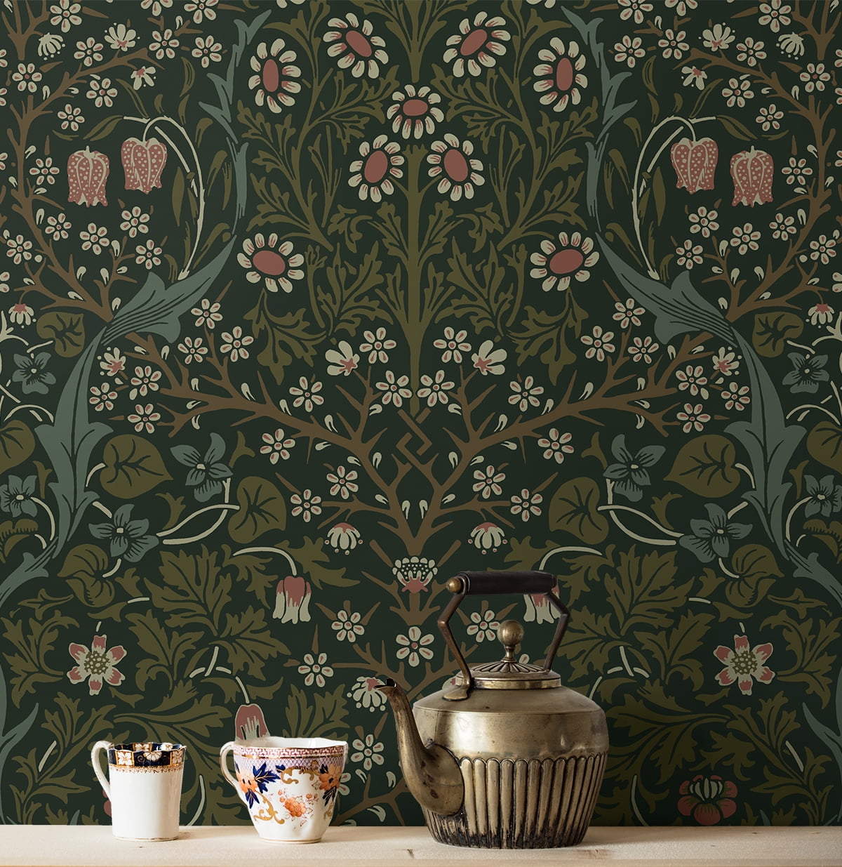 Seabrook Designs Greenery Victorian Garden Floral Prepasted Wallpaper - 20.9 in. W x 33 ft. Roll