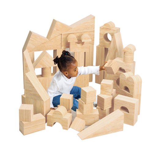 Constructive Playthings SuperSize WoodLook Foam Blocks for Kids, 56
