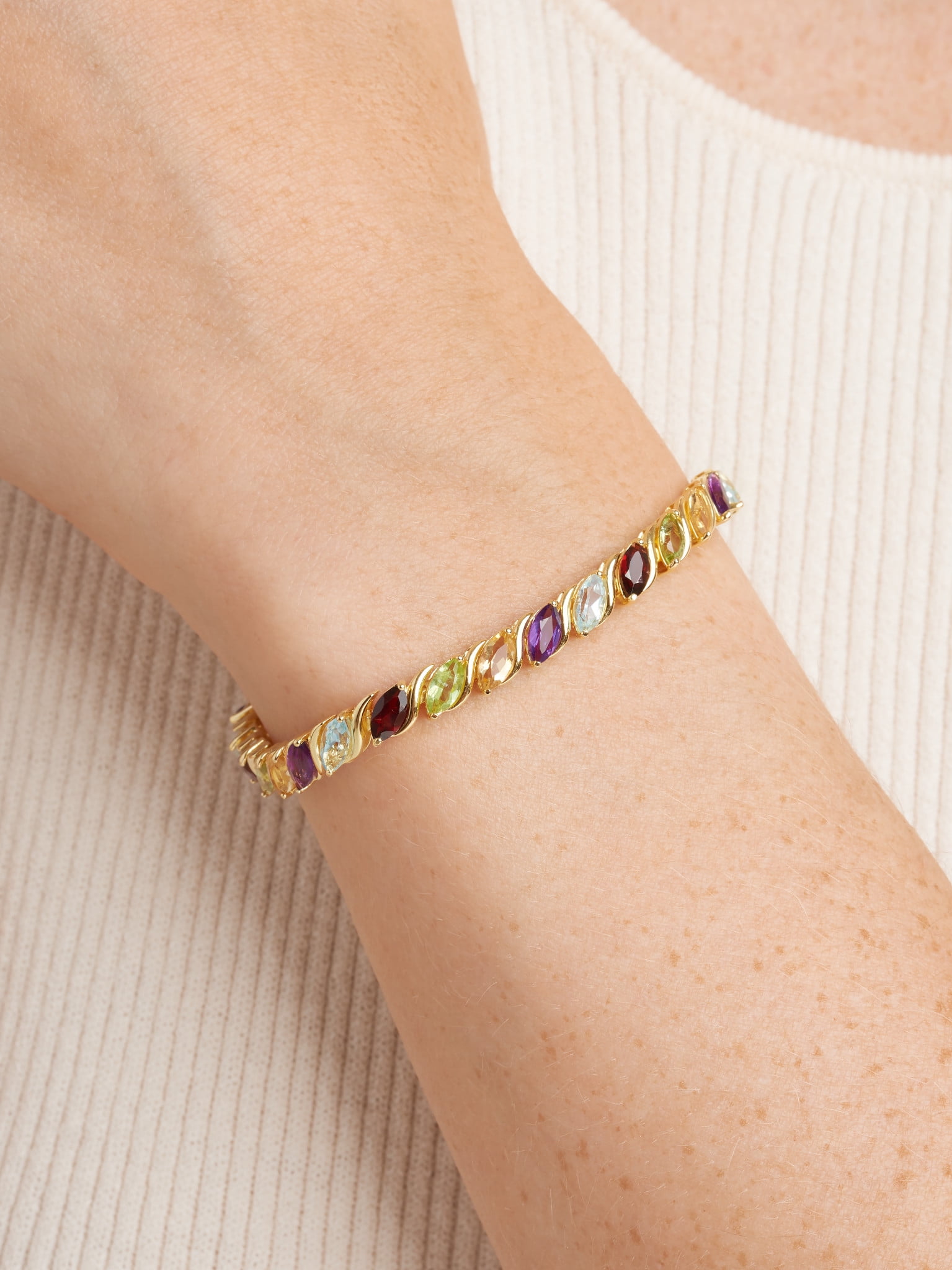 Morgan & Paige 18K Gold over Sterling Silver Genuine Gemstone Tennis Bracelet
