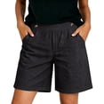 thumbnail image 4 of Timegard Summer Shorts for Women Pull on Button High Waist Straight Leg Lightweight Casual Work Shorts with Pockets, 4 of 5