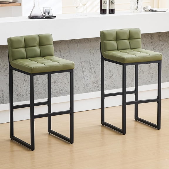 Counter Height Bar Stools , Modern Faux Leather Counter Stools with Low Back and Footrest, Upholstered Bar Chairs for Kitchen Island, Bar, Counter