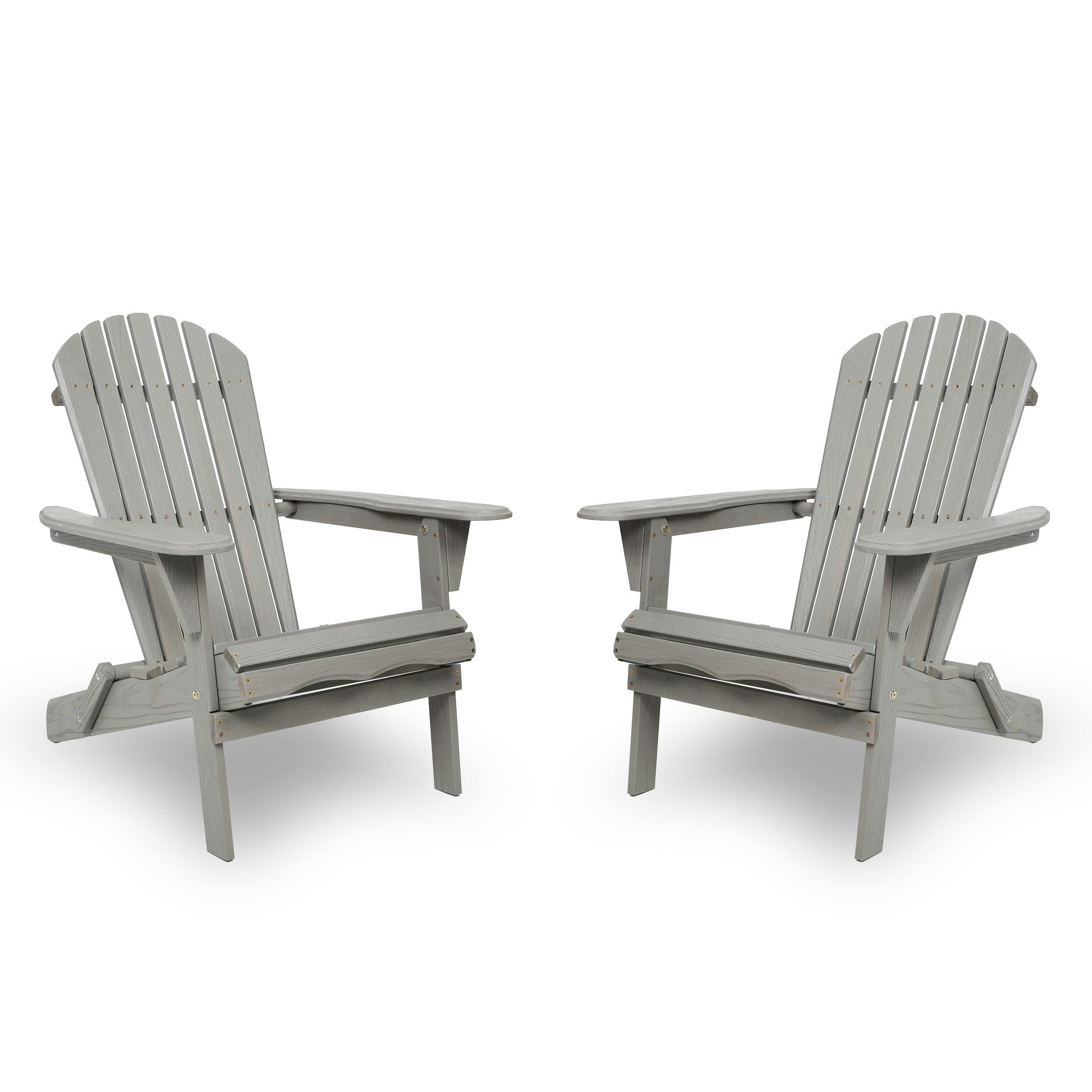 UHOMEPRO Outdoor Adirondack Chairs Set of 2, Weather Resistant Patio Lawn Chair, Wooden Folding Fire Pit Chairs for Outside Deck Garden Backyard Balcony, Patio Furniture Set Lounge Chairs, Gray