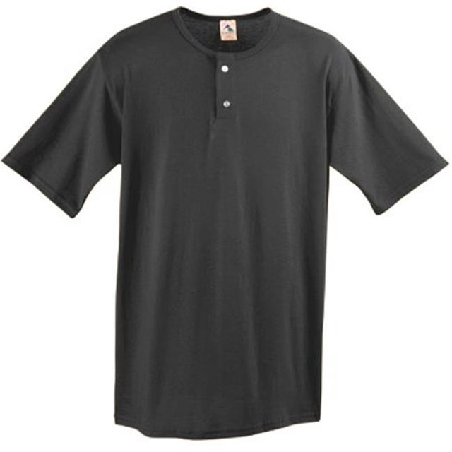 580A Two-Button Baseball Jersey, Black - Medium