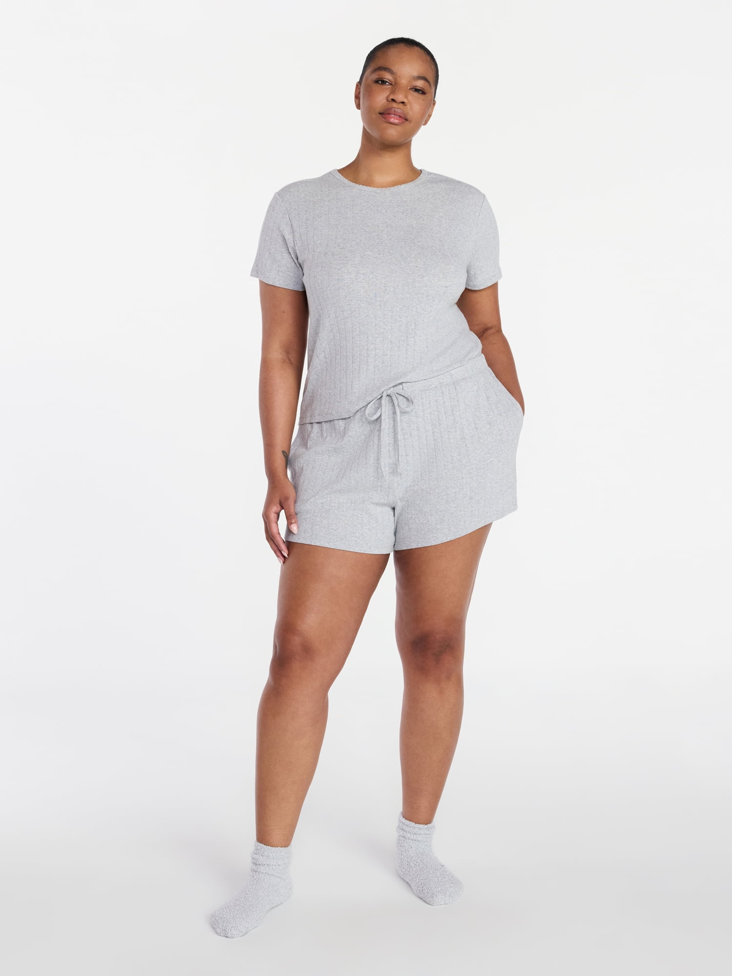 Joyspun Women’s Pointelle Knit Sleepwear Short, Sizes XS-3X