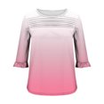 thumbnail image 7 of GERsome Short Sleeve T-Shirts for Women Trendy 3/4 Ruffle Sleeve Crew Neck Loose Fit Shirts Gradient Print Summer Casual Tunic Tops, Sizes S-3XL, 7 of 7