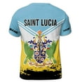thumbnail image 3 of Custom Name Saint Lucia Coat of Arms Emblem Flag Blue Gold Men's T-shirt S-5XL, 3 of 4