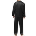 thumbnail image 6 of Mens Satin Silky Pajama Set Long Sleeve Classic Sleepwear Button Down Shirt Loungewear with Long Pants, 6 of 6