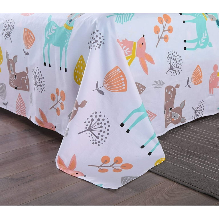 MarCielo 100 Cotton Sheets Kids Twin Sheets for Kids Girls Boys Teens Children Sheets Bed Sheets for Kids Soft Fitted Flat Printed Sheet Pillowcase Bedding