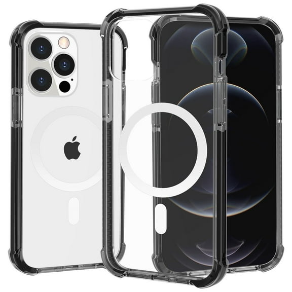 MagSafe Compatible Transparent Protective Bumper Case for iPhone 14 Pro Max - Black